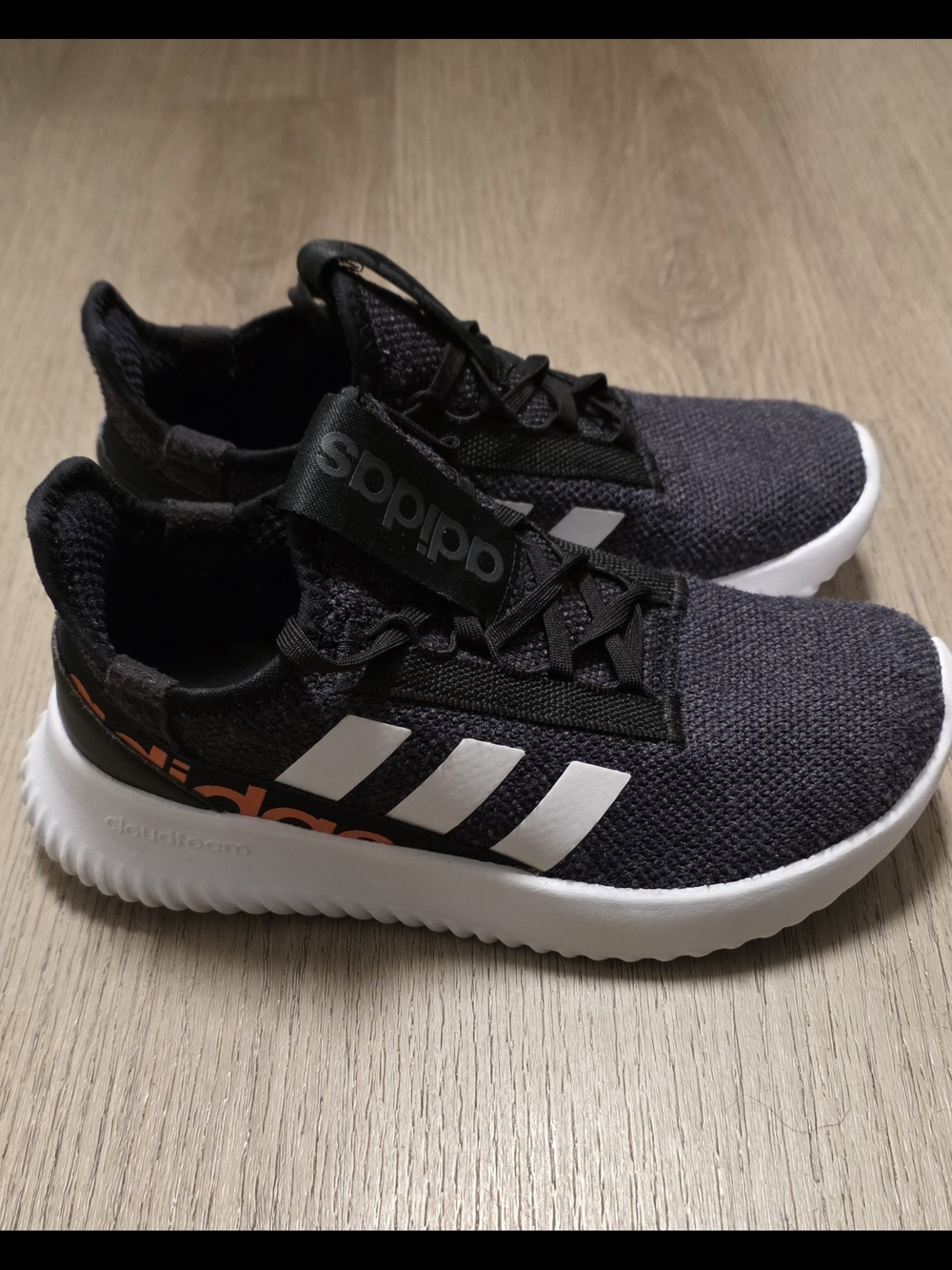 Adidas Kaptir 2.0 Kids Cloudfoam Black & White Athletic Shoes Size 3